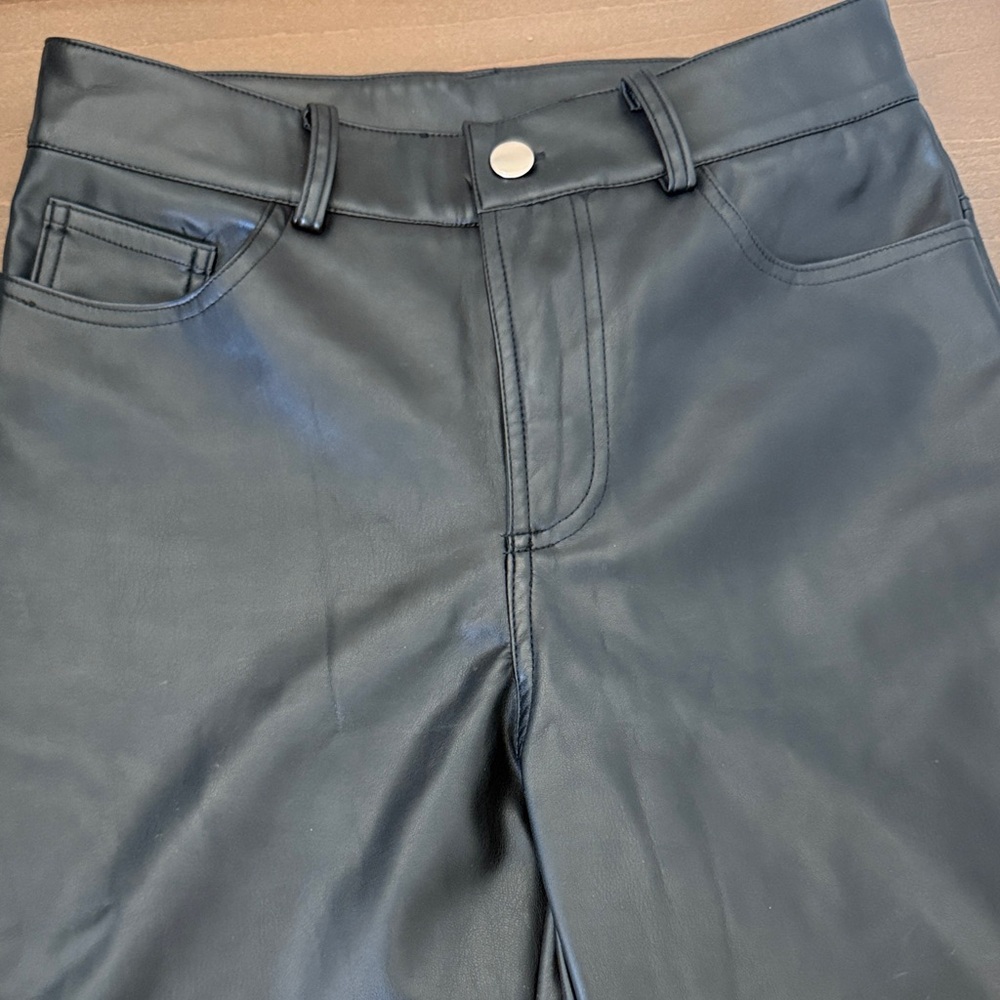 Black faux leather straight leg pants Forever21